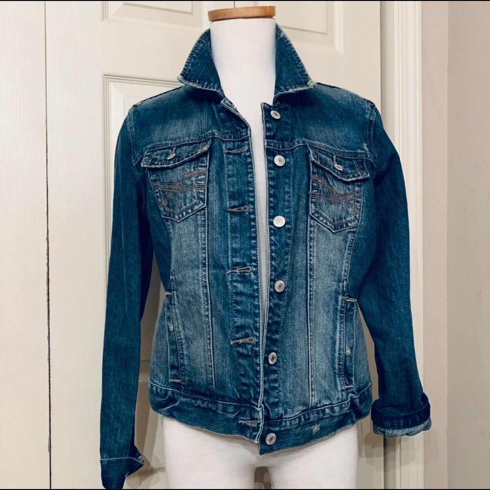 EUC Distressed Denim Jacket